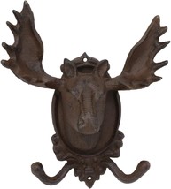 Cast Iron Heirloom Western Rustic Bull Moose Head Wall Double Hooks Decor Plaque - £24.34 GBP