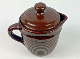 Vintage Brown Dip USA Small 6&quot; Pitcher With Lid - NICE !! - $13.69 CAD
