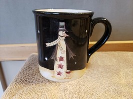 Becca Barton Midnight Snowman Christmas Winter Cup Mug ~ Damaged - £12.37 GBP