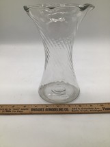 Vintage Tall Clear Glass Flower Vase Twisted Style 9.5IN - £11.59 GBP