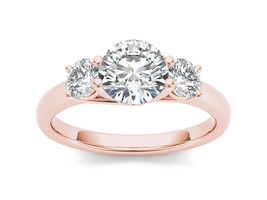 14K Rose Gold 1 1/2ct TDW Diamond Three Stone Engagement Ring - £3,732.98 GBP