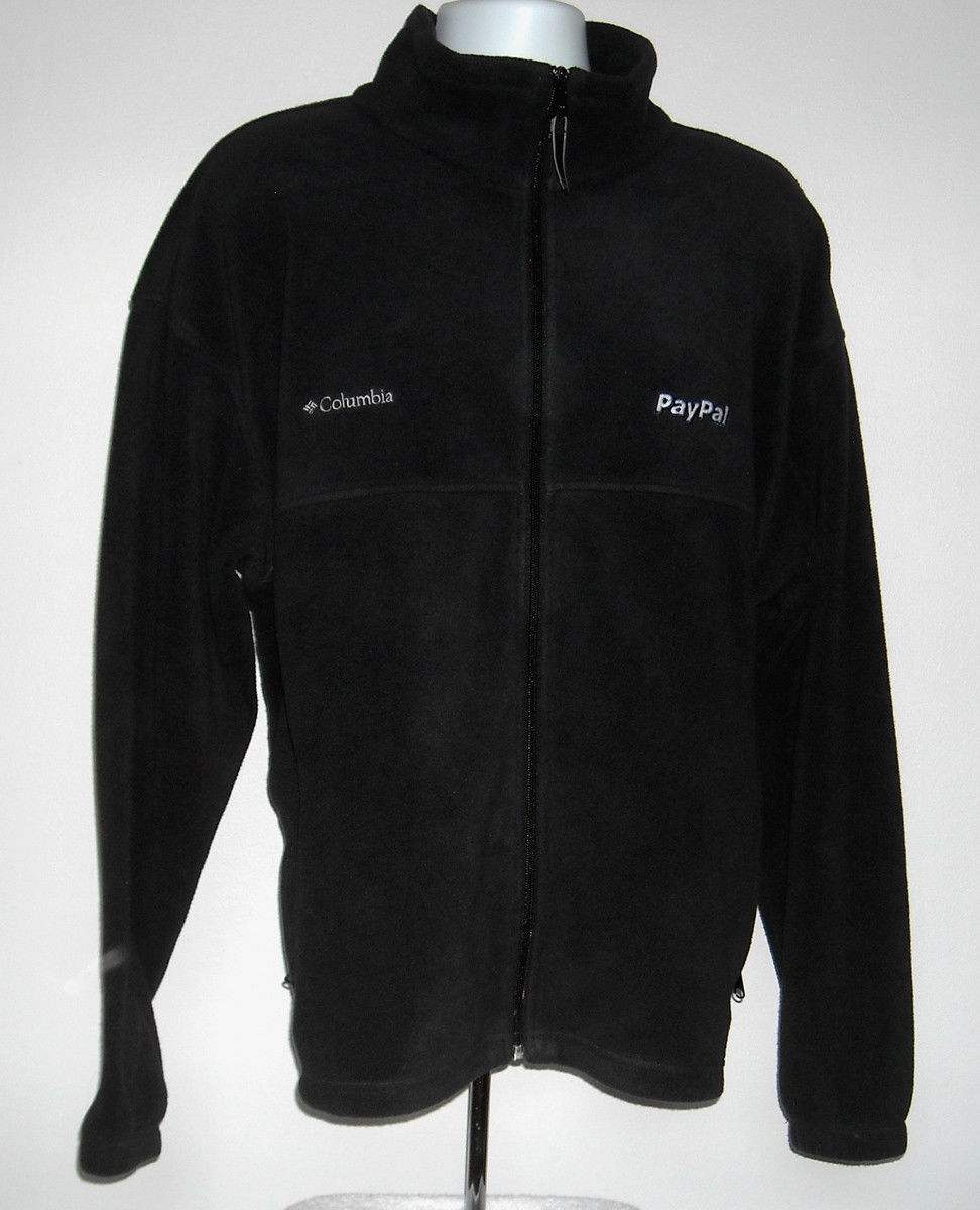 Mens embroidered Columbia Paypal Fleece Jacket XXL black full zip pockets - £29.96 GBP