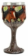 Equine Beauty Wild Horses Wine Goblet 7oz Chalice Cup Tree Bark &amp; Roots ... - £18.42 GBP