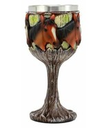 Equine Beauty Wild Horses Wine Goblet 7oz Chalice Cup Tree Bark &amp; Roots ... - €19,60 EUR