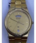 Vintage Seiko 5H23-6279 Men Gold Tone Analog Quartz Watch Hour Day Date ... - £58.39 GBP