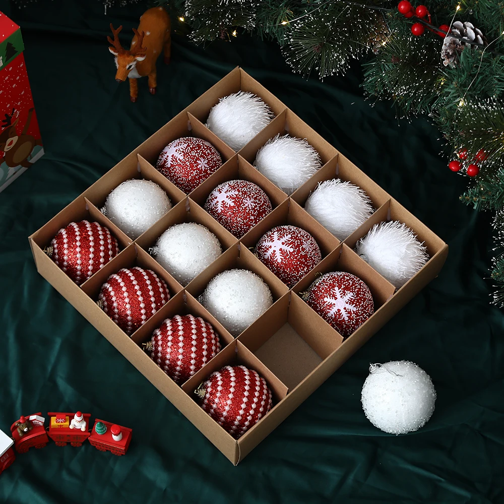 Play 2/4Pcs 8CM Christmas Tree Hanging Balls Sequined Shiny Ball Pendant Christm - £23.32 GBP