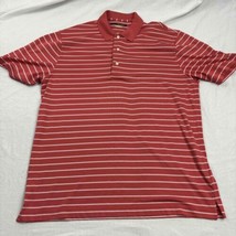 Greg Norman Play Dry Mens Polo Shirt Ping White Striped Short Sleeve L - $11.88