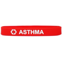 Asthma Medical Alert Wristband Bracelet in Red with White Text - $2.85