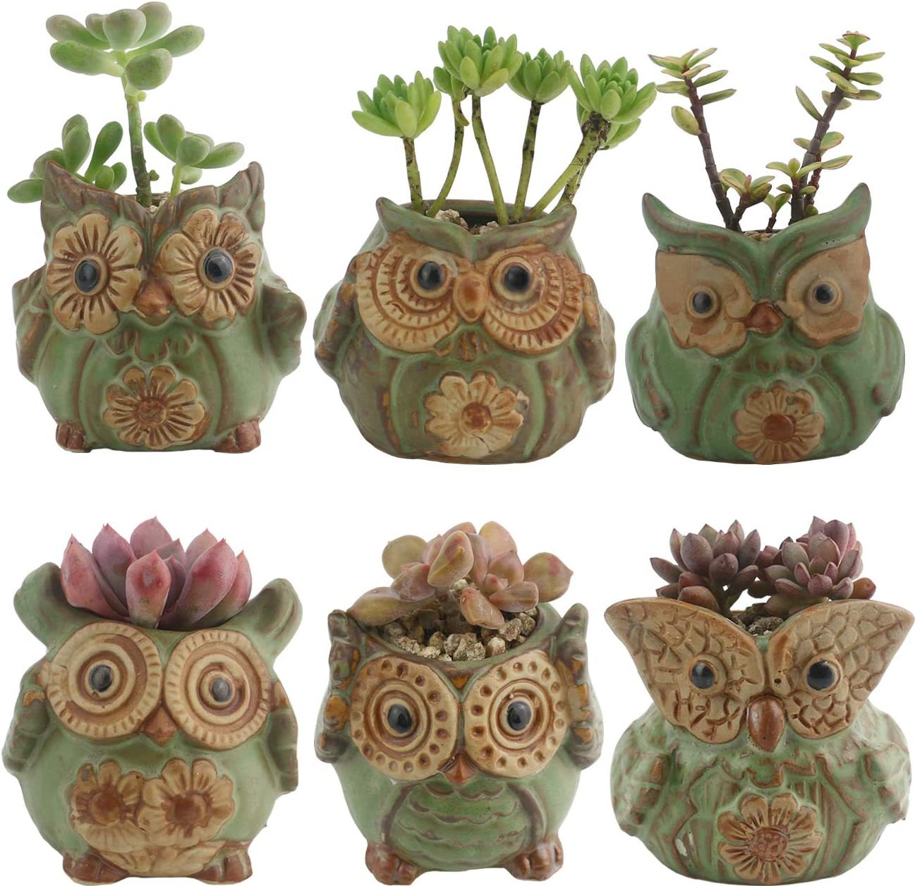 Ogrmar 6Pack Owl Plant Window Boxes Cute Owl Flower Pot/Modern, Owl Flow... - $44.99