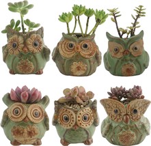 Ogrmar 6Pack Owl Plant Window Boxes Cute Owl Flower Pot/Modern, Owl Flower Pot 2 - £25.72 GBP
