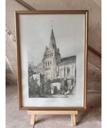 Vintage Church Print Église Notre-Dame de Cunault 19th Century Lithograp... - $1,714.58 MXN