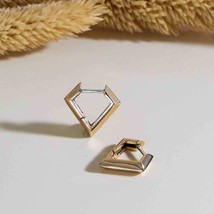 Bronze Diamond Shaped Huggie Hoops 14x14mm - $450.66 MXN