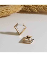 Bronze Diamond Shaped Huggie Hoops 14x14mm - $450.66 MXN