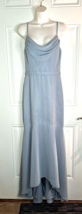 Azazie Mermaid Boatneck Chiffon Asymmetrical Dress Steel Blue Size A4 - $66.49