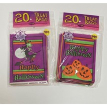 2 NOS Vintage Fun World Halloween Treat Bags 40 Bags Total Witches Bats Black - £7.96 GBP