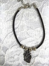 NEW BLACK CORD w PEWTER MYSTICAL FANTASY LONG MANE UNICORN CHARM BRACELE... - $110.27 MXN