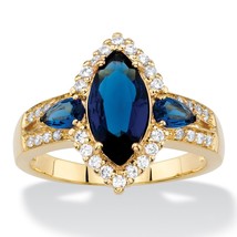 Marquise Cut Sapphire Cz Accent Halo 14K Gold Gp Ring Size 6 7 8 9 10 - £79.92 GBP