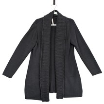 Leo &amp; Nicole Women&#39;s XL Black Knit Long Open Cardigan Sweater, Lagenlook... - $25.00
