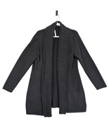 Leo &amp; Nicole Women&#39;s XL Black Knit Long Open Cardigan Sweater, Lagenlook... - $33.95 CAD