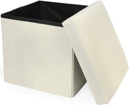 Folding Storage Ottoman Cube Seat Footstool Box Footrest Furniture Home Storage - £29.53 GBP