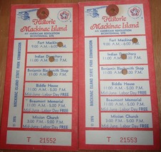 Vintage Historic Mackinac Island State Park Commission 1976 Two Park Tic... - $9.99