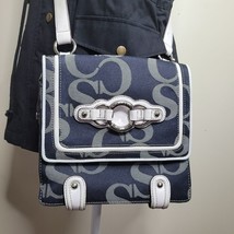 Sophia Caperelli Large Crossbody Shoulder Bag Blue White Pockets Magnet Purse - £21.39 GBP