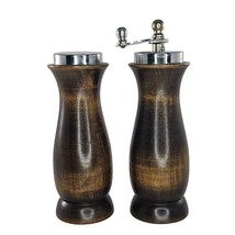 Vintage Catalina Japan Wooden Salt Pepper Grinder Set Metal Accents - £13.46 GBP