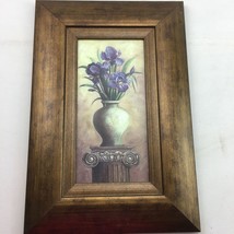 Bronzed Wood Framed Purple Flower Vase Wall Picture Art Home Decoration 15&quot;x10&quot; - £20.14 GBP