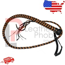 Genuine Real CowHide Leather Signal Whip 4 Feet Long 8 Plaits Braided Bull Whip - £149.47 GBP