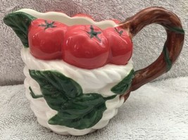 Fitz &amp; Floyd Vintage 1992 Tomatoes On Vine Small Pitcher Creamer 5&quot;T X 6&quot;L - £12.58 GBP