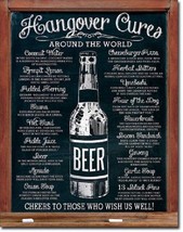 Hangover Cures World Party Beer College Funny Humor Wall Decor Metal Tin... - £12.65 GBP