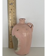 Vintage Miniature Pottery Stoneware Crock Whiskey Jug 4” Tall Pink Paint - $354.85 MXN