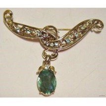 COROCRAFT Brooch Pin Aqua Rhinestones Rare 3 1/8&quot; - $379.50