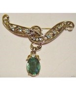 COROCRAFT Brooch Pin Aqua Rhinestones Rare 3 1/8&quot; - £303.35 GBP