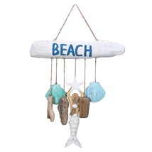 beach house lakehouse mermaid white wood holding plaque 89-3015 seashell... - $23.99
