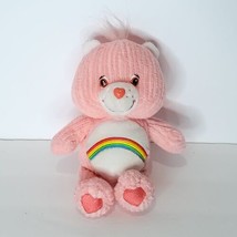 Care Bears Cheer Plush 8&quot; Pink Rainbow Tummy Stuffed Animal Chenille Fabric - £17.12 GBP
