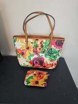 Nine West Purse Handbag Watercolor Flowers Floral and Coin Purse FREE SHIPPING - £19.47 GBP