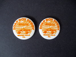 Two Vintage Soap Box Derby Booster Pinback Buttons, Beaver Falls Pennsylvania - £11.94 GBP