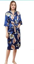 Woman Long Satin Robe Silk Kimonos Wedding Bridesmaid Birthday Gifts XL - £10.17 GBP