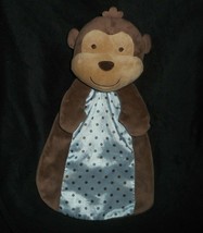 Carter&#39;s Just One You Monkey Security Blanket Lovey Rattle Blue Satin Dots Plush - £29.27 GBP