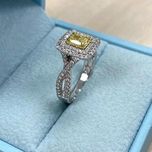 GIA 1.10 TCW Cuscino Brillante Taglio Naturale Decorato Diamante Giallo Ring 14k - £2,903.71 GBP