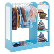 Kids Dress up Storage Hanging Armoire Dresser Costume Closet w/ Mirror S... - $188.74