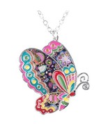 Colorful Butterfly Pendant Necklace - £18.43 GBP