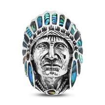 Abalone Shell Native American Style .925 Silver Ring-10 - £45.57 GBP
