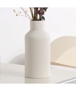 White Ceramic Flower Vase, Minimalist Modern Home Decor, Small Pampas Gr... - £27.53 GBP