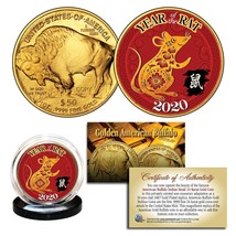 2020 Lunar New YEAR OF THE RAT 24K Gold Clad $50 American Buffalo Tribute Coin - £7.53 GBP