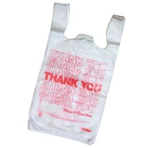 THANK YOU T-Shirt Bags 11.5&quot; x 6.5&quot; x 22&quot; Plastic Retail Carry-Out Bags - 50 ct  - £1.96 GBP