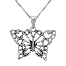 Butterfly Pendant 925 Sterling Silver Necklace - £19.14 GBP