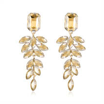 Champagne Crystal &amp; 18K Gold-Plated Botanical Drop Earrings - £12.04 GBP