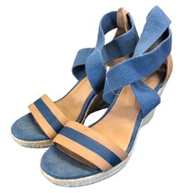 Fossil tan powder blue strappy espadrilles wedges women’s size 7 - $24.75
